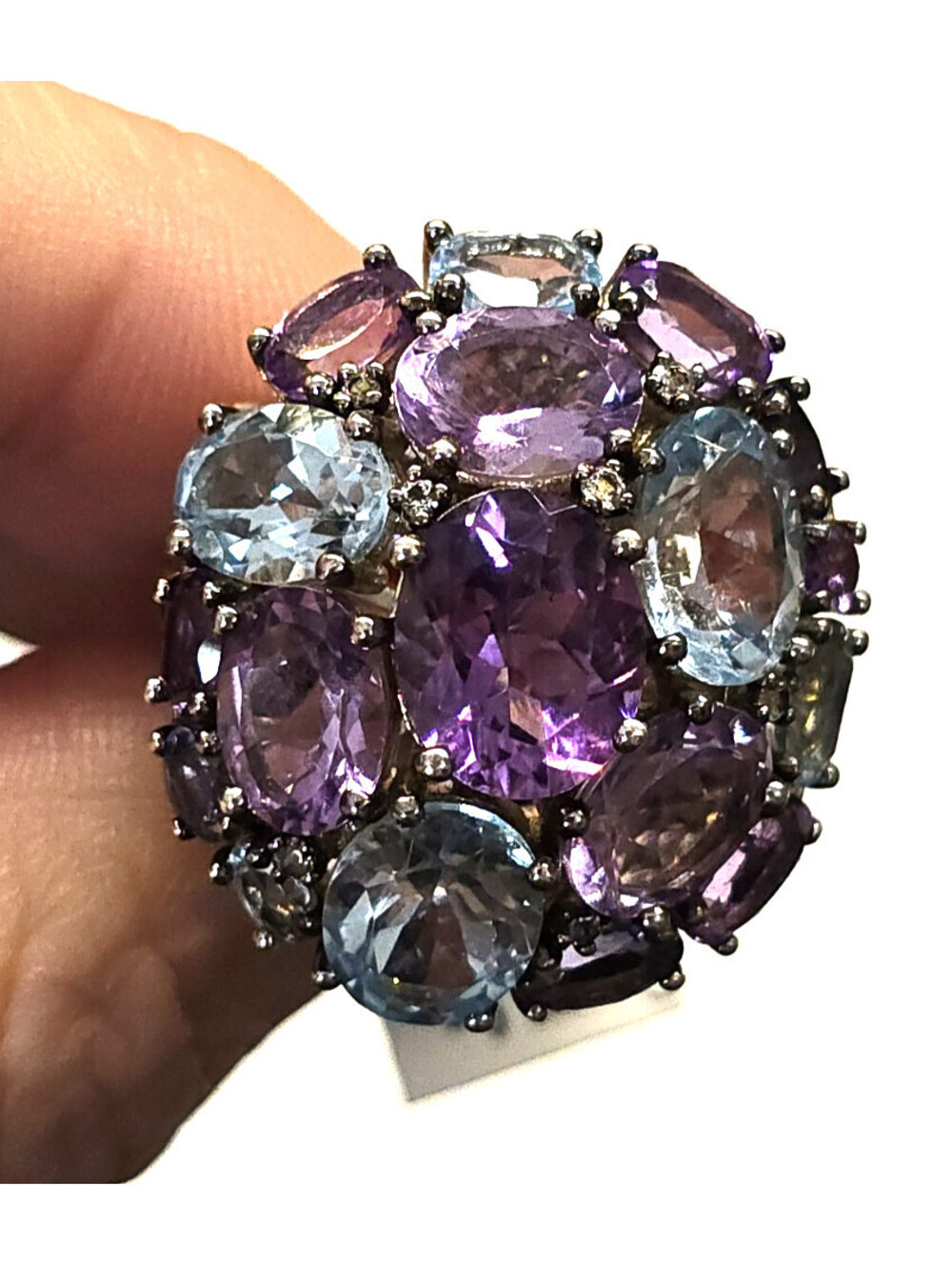 NEW Graziela Gems Ring Sterling Topaz Amethyst Iolite 13.50 cttw Size 7